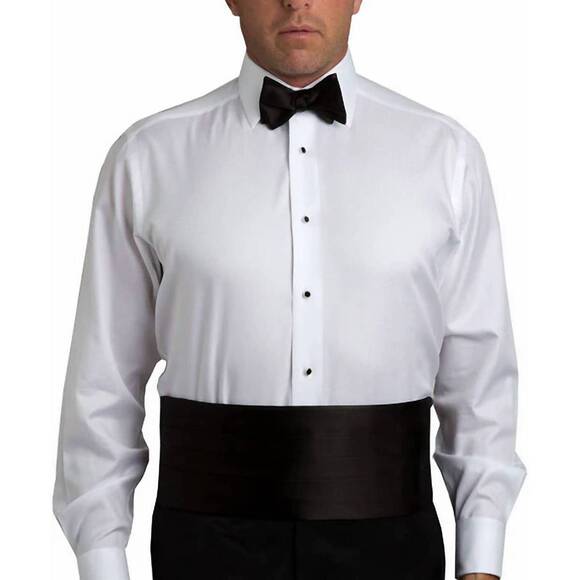NEW DAVID DONAHUE satin self-tie bow tie & cummerbund set in black